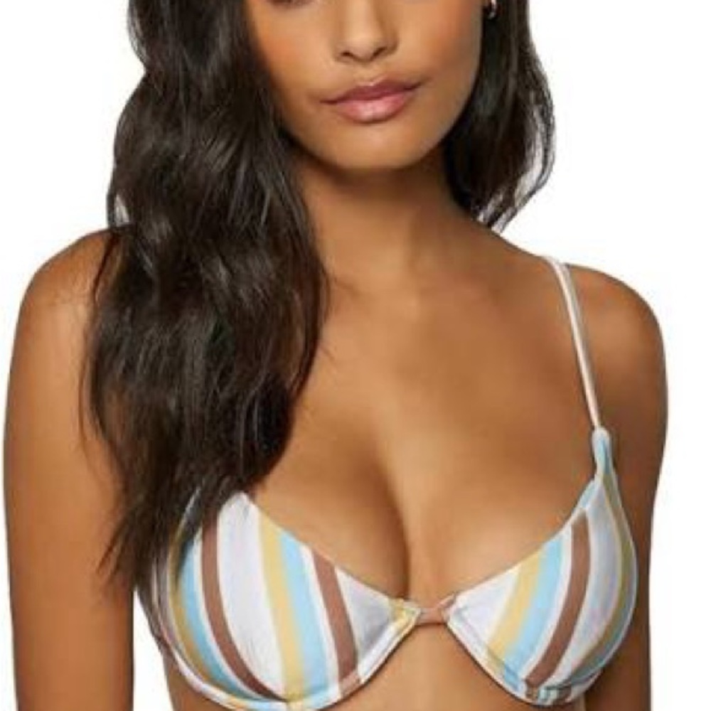 O’NEILL Seville Striped Multicolor Bikini Top & Bottom Large Top, Medium Bottom
